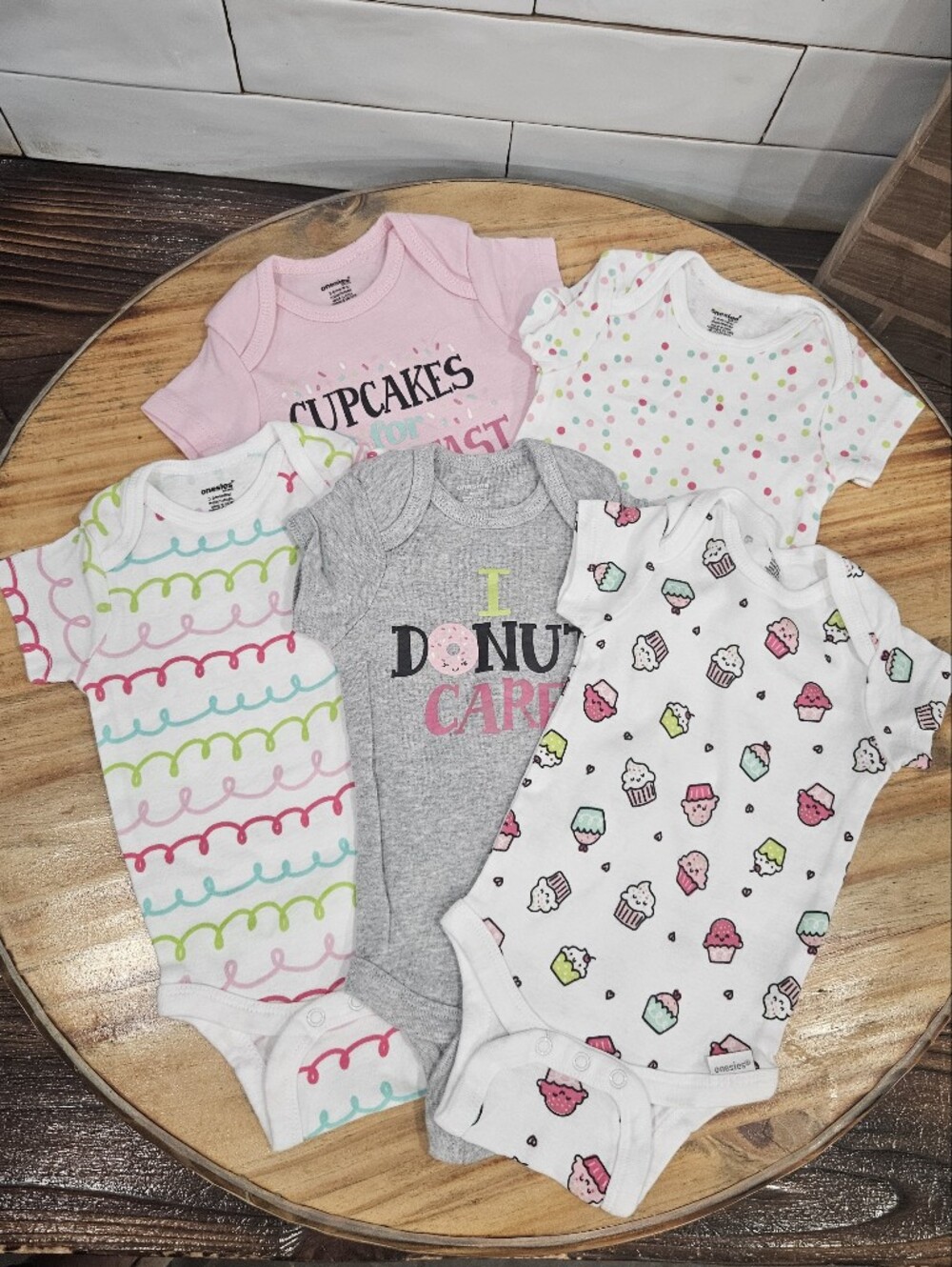 Baby Infant 3-6 Months Girls Dessert Cupcakes Sweet Onesie Bundle